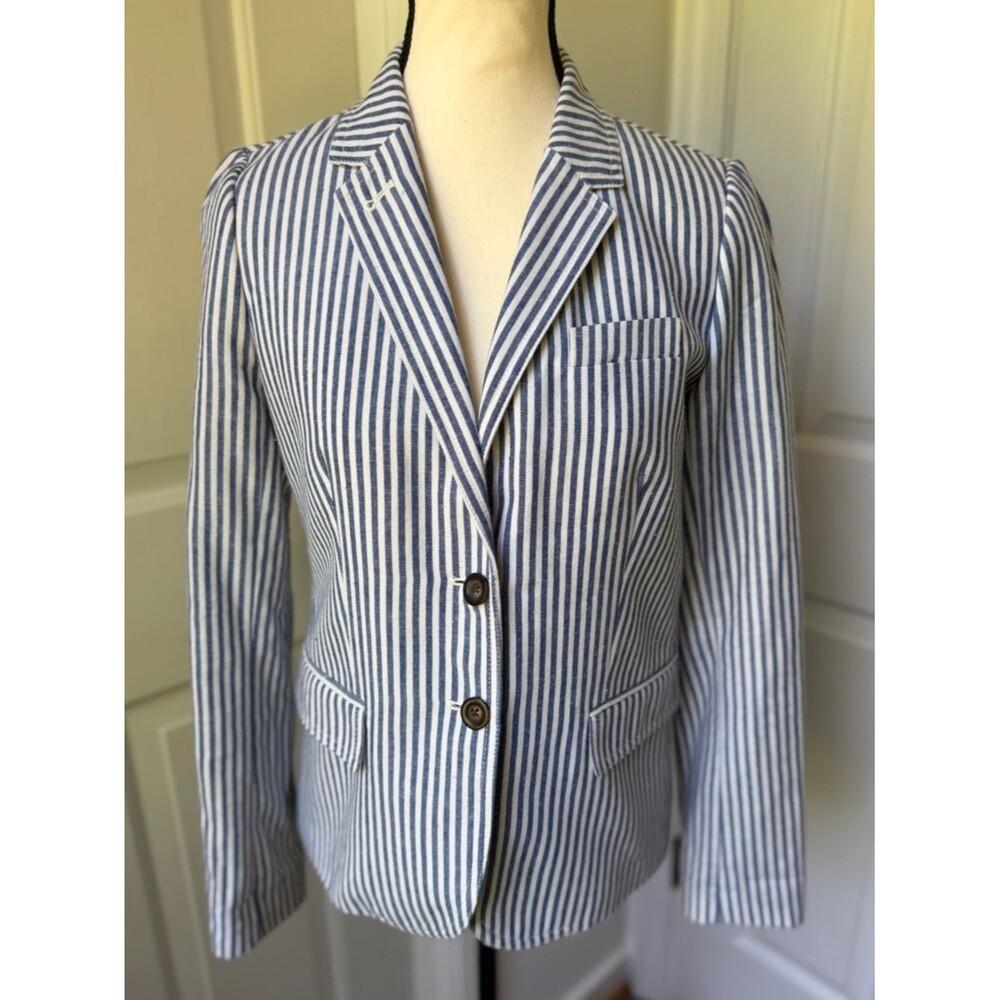 J.Crew Factory Blue & White Striped Blazer Size 4